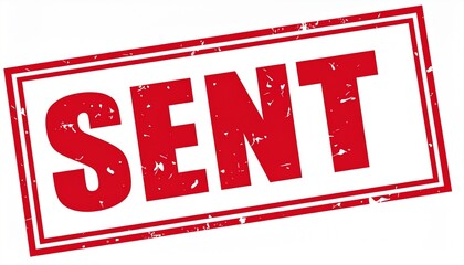Red "SENT" Stamp with Distressed Texture on White Background