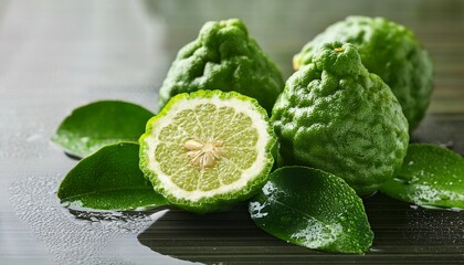 Fresh Green Bergamot Close Up