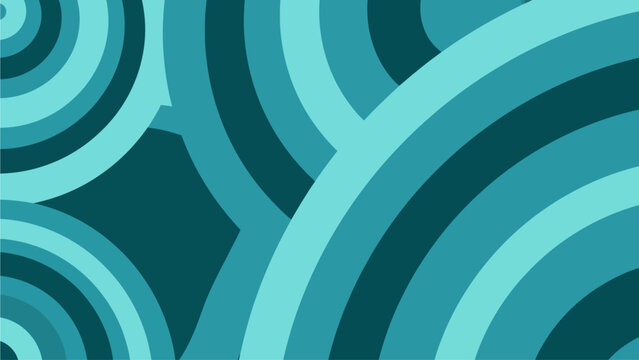 An abstract design of concentric teal circles, gradient layered, viewed from directly above, in an artistic composition featuring geometric patterns
