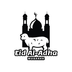 Eid al adha logo template in black vector