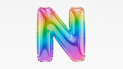 Rainbow Inflated Letter N, Colorful Balloon Font Style