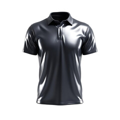 Black Polo Shirt Modern Studio Shot Dark Shiny Fabric for Apparel Mockup