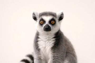 Fototapeta premium Ring Tailed Lemur Isolated on White Background Sitting