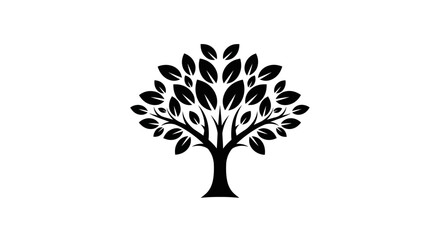 Obraz premium Black and white tree silhouette illustration against a white background