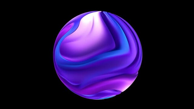Abstract sphere with flowing paint animation. Psychedelic moving liquid colors in a shiny orb. Modern loopable 3d gradient background