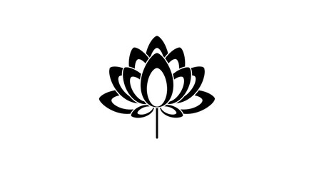 Fototapeta premium Black and white lotus flower vector illustration on white background
