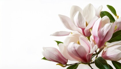 Fototapeta premium Stunning Blooming Magnolia Flower Bouquet Isolated On White Background