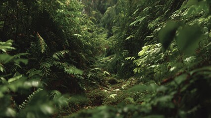 Lush green forest path