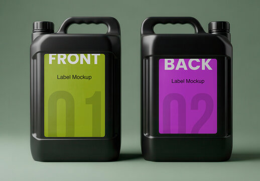 Jerrycans Front and Back Label Mockup