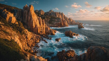 Rugged Coastline at Sunset