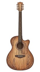 Naklejka premium Acoustic Guitar with Wooden Grain Pattern.