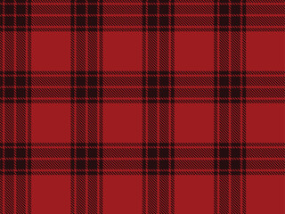 Tartan plaid pattern, burgundy red and black tartan plaid seamless pattern. Classic Scottish plaid check fabric texture background for clothing design