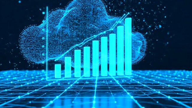 Digital graph with upward trend on a futuristic grid background.