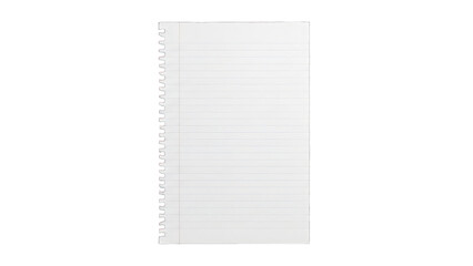 A vertically oriented notebook with blank lined pages against a dark background