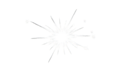 Bright, white starburst graphic with sharp, radiating lines against a solid black background