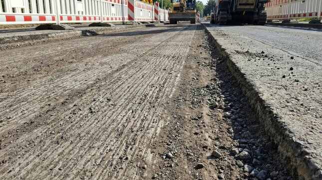 Milled asphalt road surface texture during highway resurfacing project