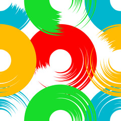 Colorful brush strokes circles seamless pattern