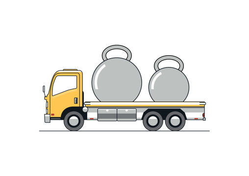 60 - 40 rule of load distribution. Flatbed truck loading hazards.  Vector.