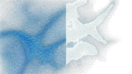 Digitized rendering of a fluid-like shape with high contrast and noise