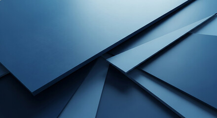 Abstract image of angular, geometric shapes in shades of blue, creating a modern and structural appearance, symbolizing complexity, depth, and stability