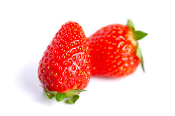 Ripe strawberries isolated on a white background, fruit