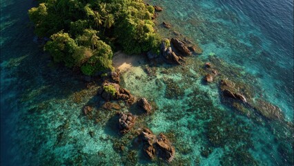 Tropical Island Paradise Aerial View