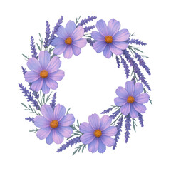 Obraz premium PNG Lavender floral wreath elegance