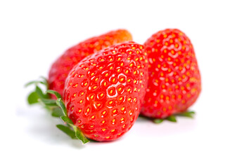 Ripe strawberries isolated on a white background, fruit