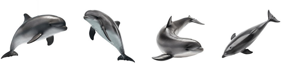 Four Porpoise Calf Poses PNG Set Isolated on White Background - Realistic Cetacean Graphics for Marine Biology, Ocean Ecology, and Science Education © Sodani