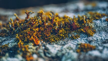 Detailed Macro of Mossy Rock Surface