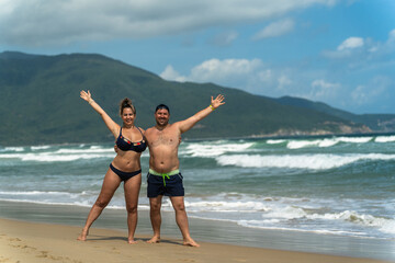 A man and a woman on vacation at the seaside