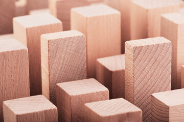 Modern city mady by small wooden blocks