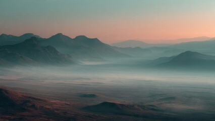 Misty Mountains Landscape at Sunrise