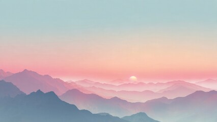 Naklejka premium Pastel Mountain Range at Sunrise