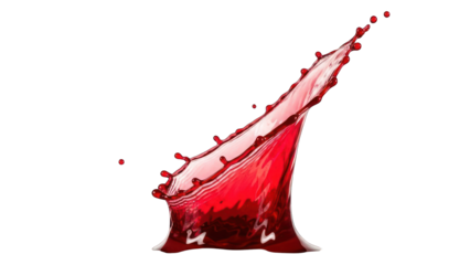 Crimson liquid splashes upwards against a black backdrop, showcasing a dynamic form