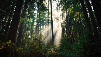 Fototapeta premium Sunlight Through Forest Canopy