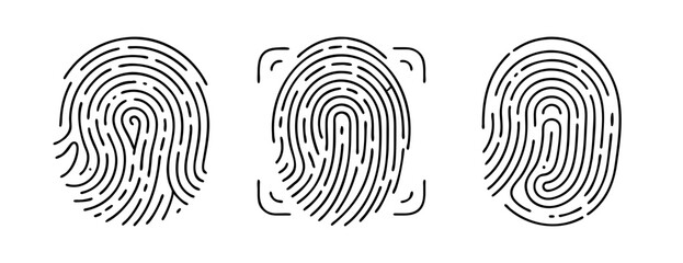 Fingerprint scan icons, biometric identification, user access security system