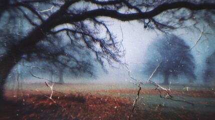 A film image of a mysterious autumn forest.