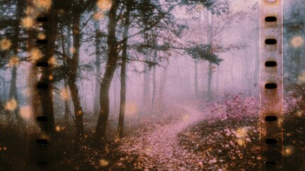 A film image of a mysterious autumn forest.