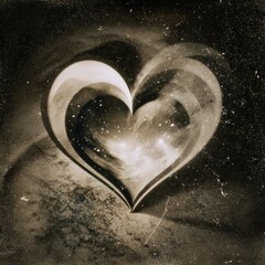 Monochromatic home decor scene with visual noise and crackle. Old-school analogue photography and romantic mood.