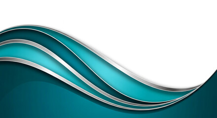 Abstract image featuring blue and silver wavy lines on a white background, creating a modern and dynamic design, suitable for a presentation or banner