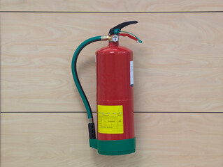 Fire extinguisher in public space. Visible and accessible safety equipment, regulations for prevention, emergencies and protection in facilities. Signage, risks management, firefighter, extinguish.