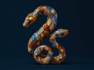 Fototapeta premium a vibrant design featuring numbers 1 2 3 and a snake formed by elegant diamondshaped digits