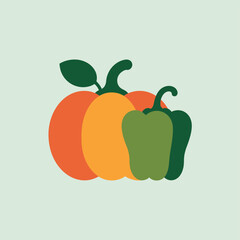 A colorful illustration of bell peppers in different colors and sizes