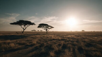 Obraz premium Serengeti Acacia Trees at Sunset