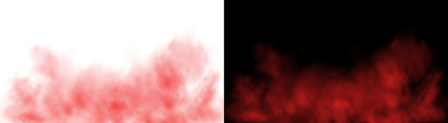 PNG image of Intense bright red vapor mass contrasting with delicate crimson smoke rising from the bottom on transparent background © rehena