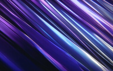 Abstract purple and blue iridescent light streaks flowing diagonally