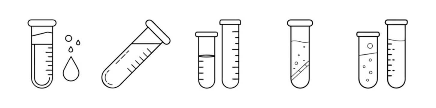 Science laboratory test tubes set with various chemical experiments