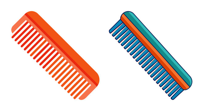 Two colorful pet grooming combs for detangling and styling hair