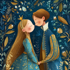 Prince and Princess First Kiss Fairy Tale